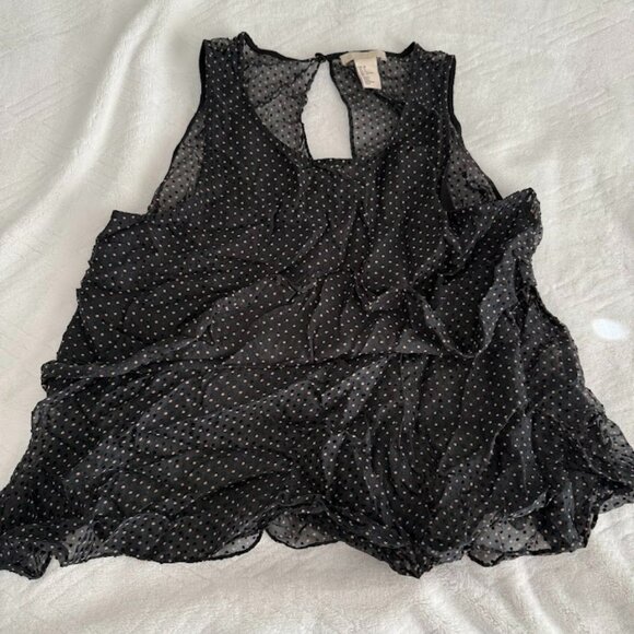 H&M Women's blouse black with black and gold dots sheer - Size 6 - Picture 1 of 6